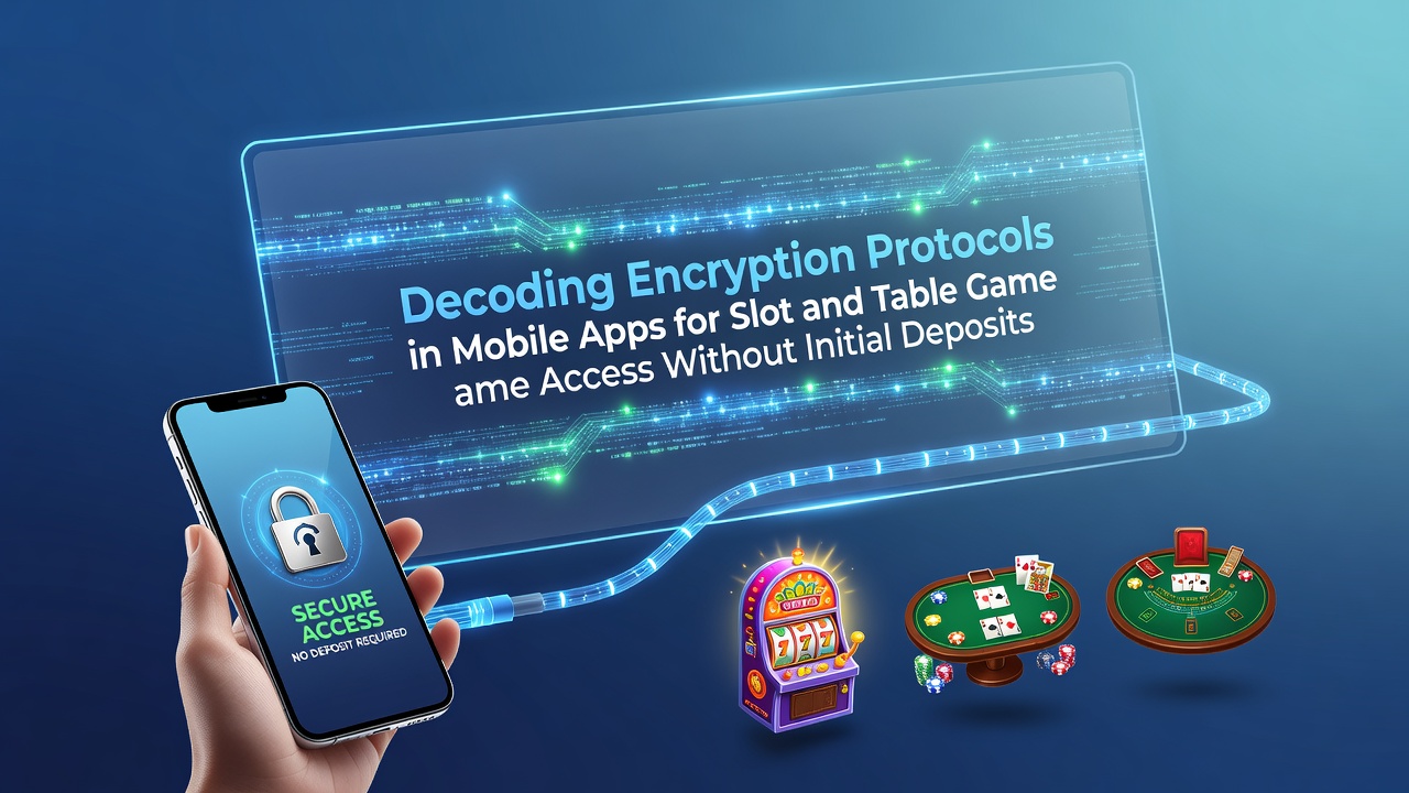 Diagram van encryptieprotocollen in mobiele casino-apps met focus op no-deposit toegang
